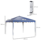 Outsunny 3 x 3cm Adjustable Height Pop-Up Gazebo, with Bag - Blue