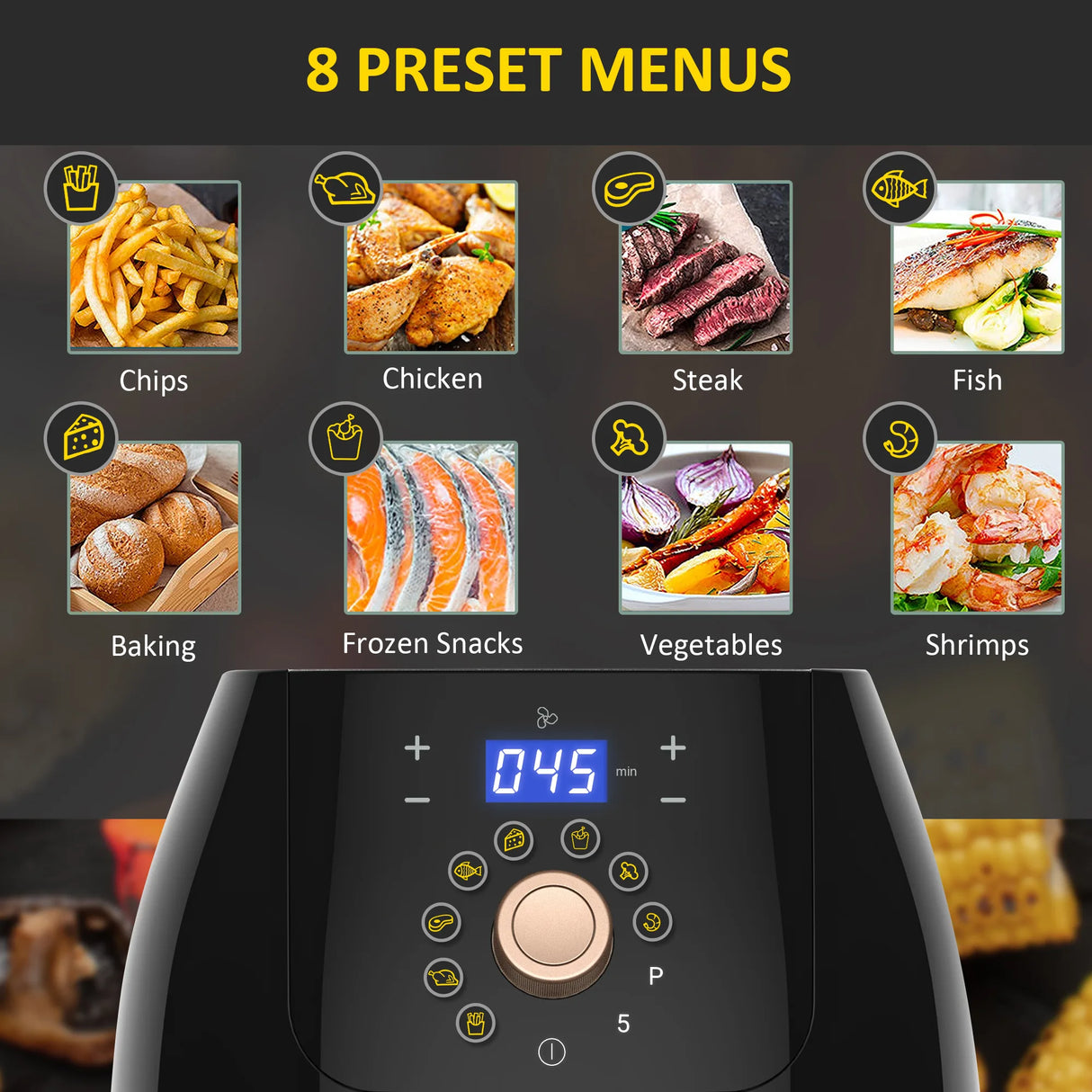 HOMCOM 5.5L 1700W Air Fryer, with Digital Display, 80-200 Temperature