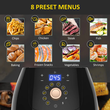 HOMCOM 5.5L 1700W Air Fryer, with Digital Display, 80-200 Temperature