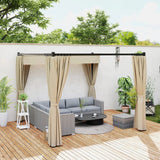 Outsunny 3 x 3m Retractable Roof Pergola, with Curtains - Khaki