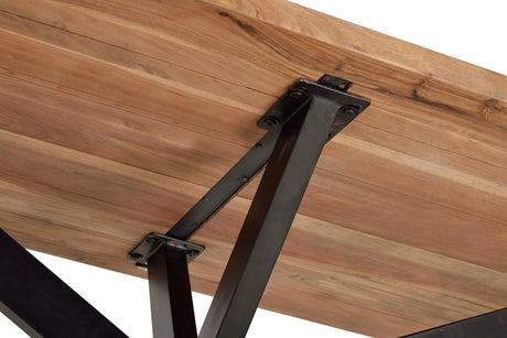 Giner and Colomer  Dining Table In Acacia Wood With Metal Base (200 cm Top)