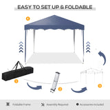 Outsunny 3 x 3cm Adjustable Height Pop-Up Gazebo, with Bag - Blue