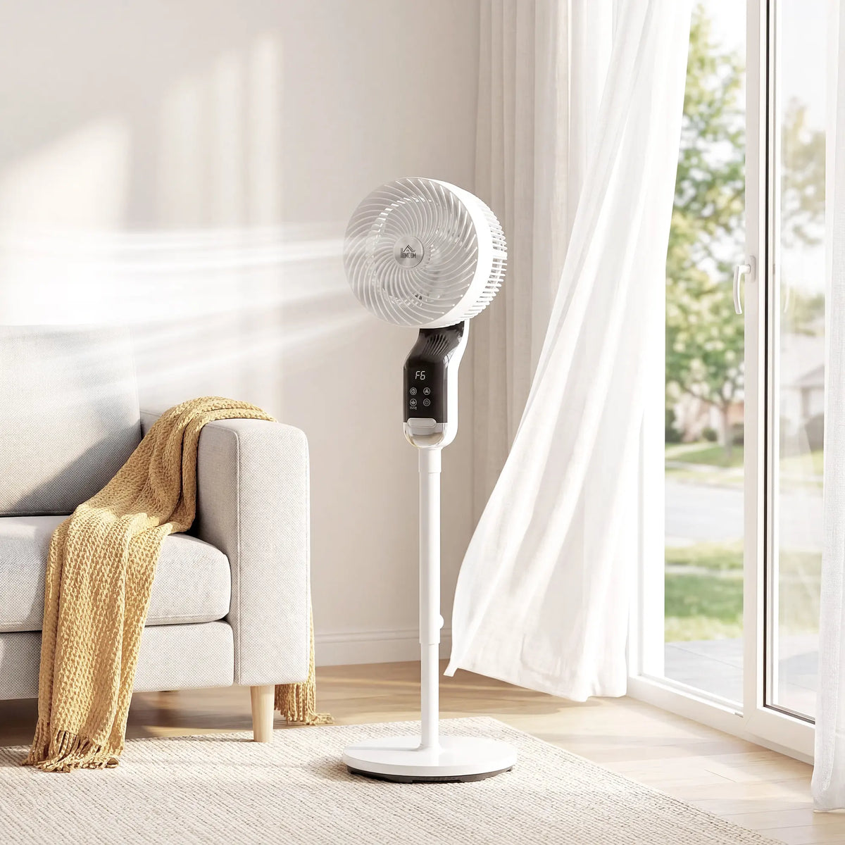 HOMCOM 20 dB Silent Standing Fan, 41in Pedestal Fan with Remote, Oscillating, 8 Speeds, Adjustable Height, 12H Timer