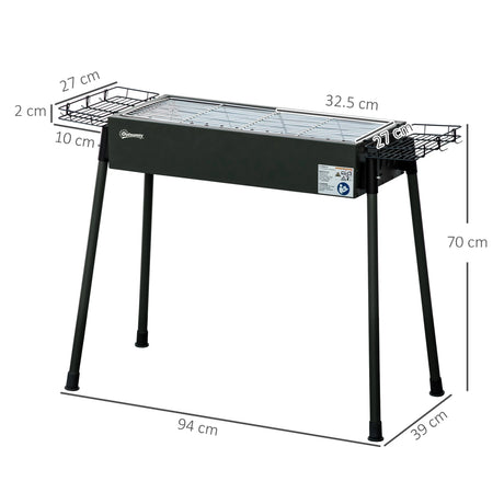Outsunny Portable Charcoal BBQ Grill with Seasoning Baskets for Camping Picnic Hiking