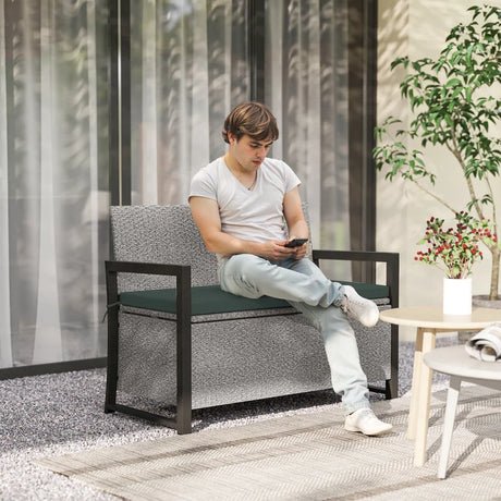 Outsunny 151.5L Storage Garden Bench, with Cushion - Grey