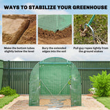 Outsunny Walk-in Greenhouse with Shelves, Polytunnel Greenhouse with Roll-Up Door, 6 Mesh Windows,198 x 275 x 191 cm, Green