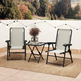 Outsunny Three-Piece Garden Table and Chair Set - Cream White
