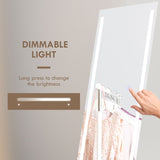 HOMCOM Full Length Dressing Mirror, LED Lighted Wall Mirror for Bedroom, Adjustable Brightness and 3 Colours, White