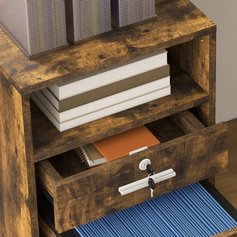 Vinsetto Lockable Two-Drawer Filing Cabinet, with Wheels - Wood-Effect