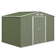 Outsunny 9 x 6ft Metal Garden Shed, Outdoor Storage Tool House with Ventilation Slots, Foundation Kit and Lockable Double Doors, Light Green