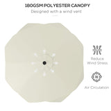Outsunny Solar Patio Umbrella with LED and Tilt, Outdoor Market Table Umbrella Parasol with Crank, 3 x 3 (m), Cream White