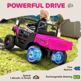 AIYAPLAY Kids Ride on Car, 12V Electric Kids UTV with Electric Dump Bed, 4-Wheel Suspension for 3-8 Years, Pink