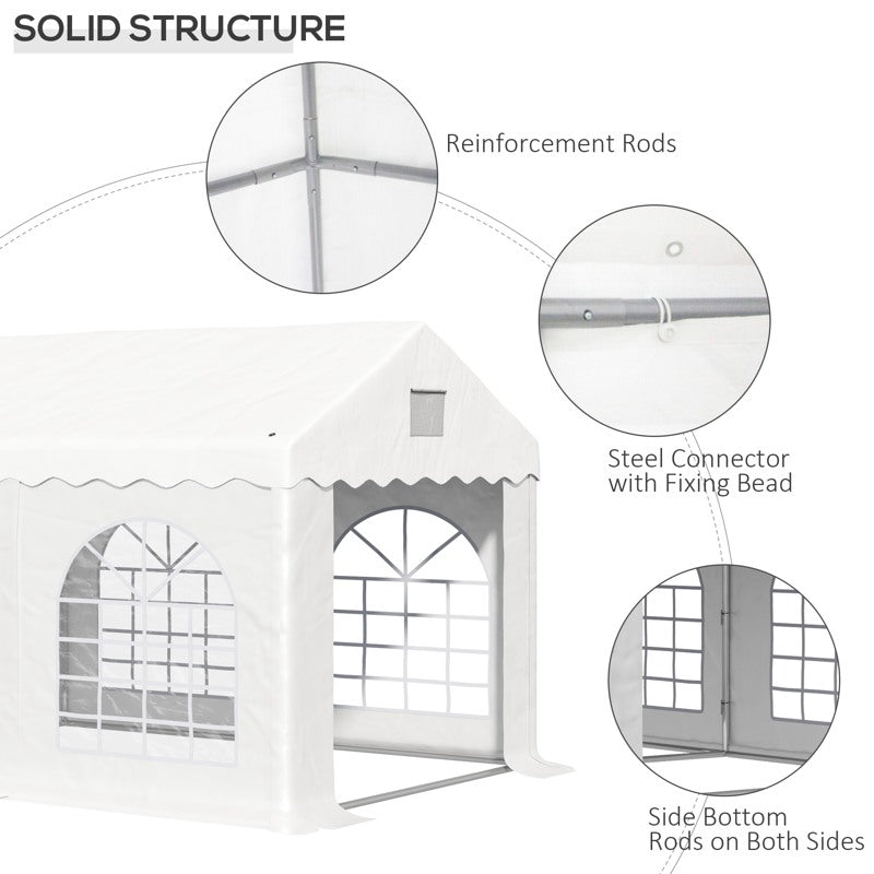 Outsunny 3 x 4 m Marquee Gazebo with Sides, Party Tent Canopy & Carport Shelter for Outdoor Event, Wedding, White