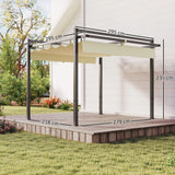 Outsunny 3 x 3m Aluminium Pergola, with Retractable Roof - Grey/Khaki