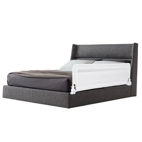 100 CM/120 CM Foldable Baby Bed Rail with Removable Washable Cover and Safety Strap-White-120 cm
