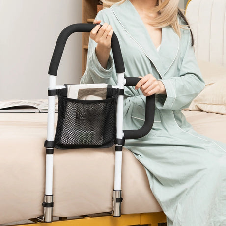 Safety Bed Assist Rail with Dual Handrail for Elderly Adults