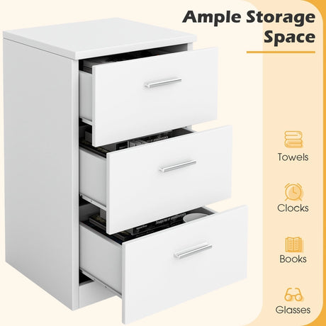Bedside cabinet with 3 drawers