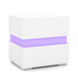 Bedside Table LED  Nightstand with 2 Drawers-White