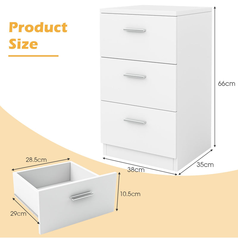 Bedside cabinet with 3 drawers
