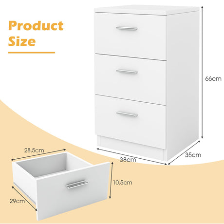 Bedside cabinet with 3 drawers
