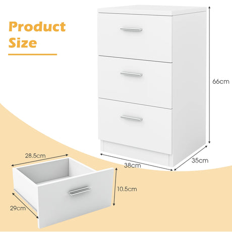 Bedside cabinet with 3 drawers