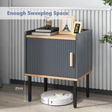 Nightstand Bedside End Table with Door Cabinet for Living Room Bedroom-Gray
