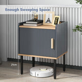 Nightstand Bedside End Table with Door Cabinet for Living Room Bedroom-Gray