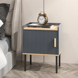 Nightstand Bedside End Table with Door Cabinet for Living Room Bedroom-Gray