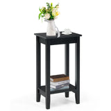 2-Tier Nightstand End Side Wooden Legs Table for Bedroom-Black