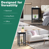 2-Tier Nightstand End Side Wooden Legs Table for Bedroom-Black