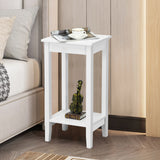 Narrow Sofa Side Table with Storage Shelf for Living Room