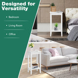 Narrow Sofa Side Table with Storage Shelf for Living Room