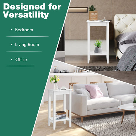 Narrow Sofa Side Table with Storage Shelf for Living Room