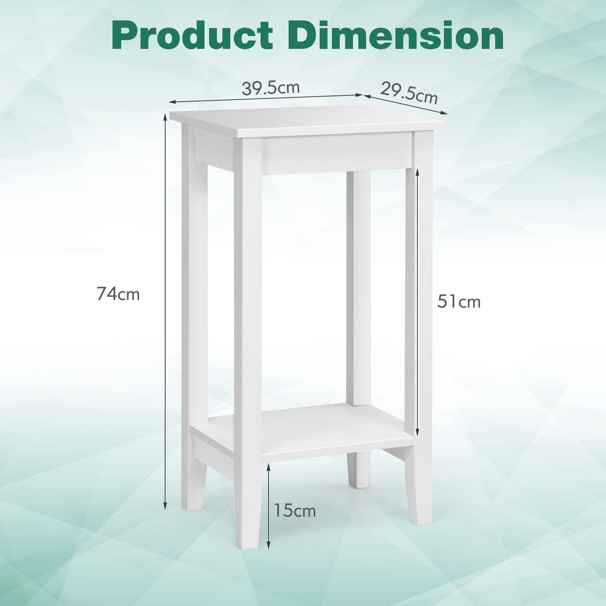 Narrow Sofa Side Table with Storage Shelf for Living Room