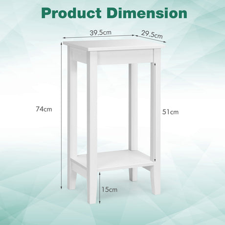 Narrow Sofa Side Table with Storage Shelf for Living Room