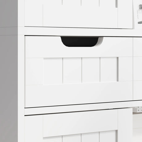 HOMCOM Tall Bathroom Storage Cabinet - White