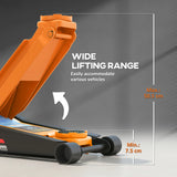 HOMCOM 3 Ton Hydraulic Low-Profile Floor Jack, with 7.5-50.5cm Lifting Range, Wheels, Orange