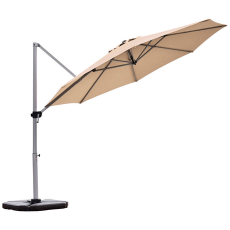 Round Cantilever Umbrella with Heavy-Duty Aluminum Pole for Garden-Beige
