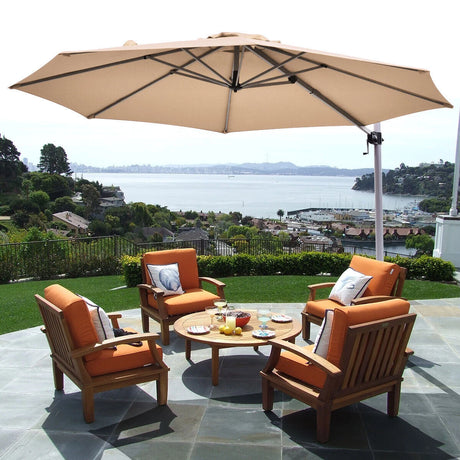 Round Cantilever Umbrella with Heavy-Duty Aluminum Pole for Garden-Beige