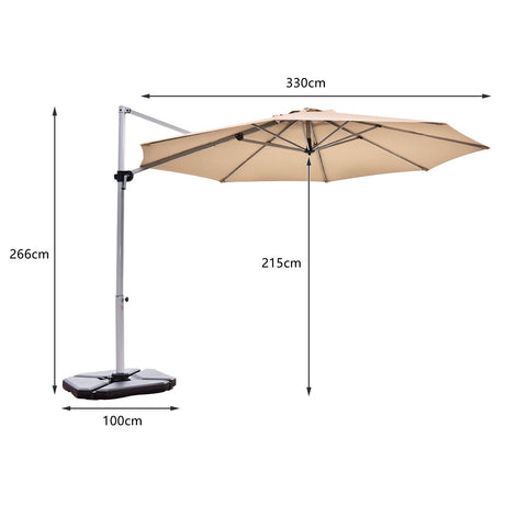 Round Cantilever Umbrella with Heavy-Duty Aluminum Pole for Garden-Beige