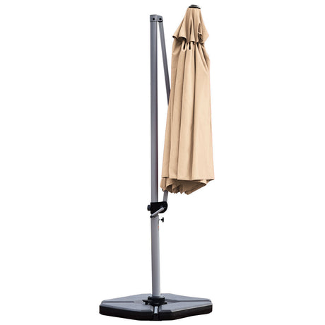 Round Cantilever Umbrella with Heavy-Duty Aluminum Pole for Garden-Beige