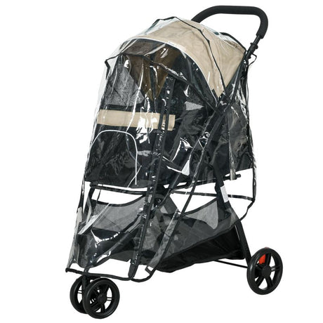 PawHut Foldable Pet Stroller w/ Rain Cover, for XS Dogs, S Dogs - Khaki