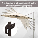 Outsunny 3M Banana Parasol Hanging Cantilever Umbrella W/ Cross Base Hand Crank Aluminium Frame 360Rotation Hand Crank-Beige