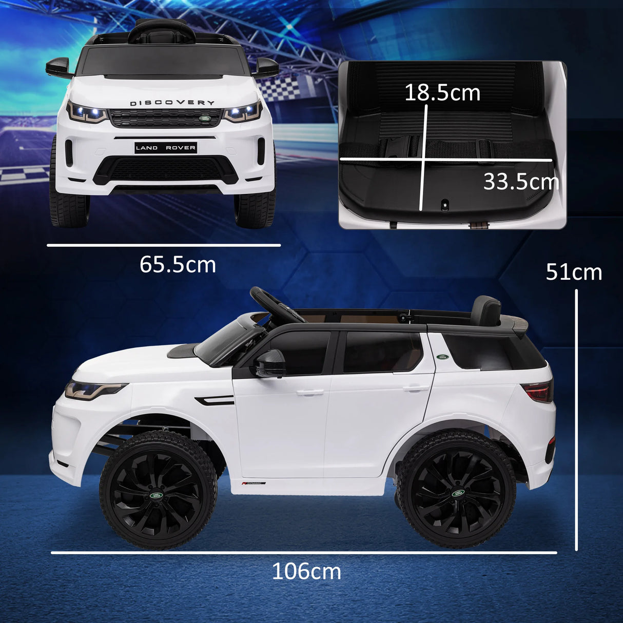 AIYAPLAY Licensed Land Rover Discovery Sport, 12V Kids Ride on Car w/ Remote Control, Lights, Music, Horn, for 3-6 Years, White