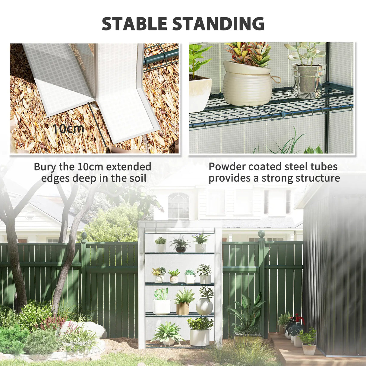 Outsunny Four-Tier Mini Greenhouse - Grey/White