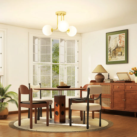 HOMCOM LED Ceiling Light with Globe Shades, Modern 3-Light Ceiling Light with G9 Sockets for Living Room, Bedroom, Dining Room, Bulbs Not Included, Gold Tone