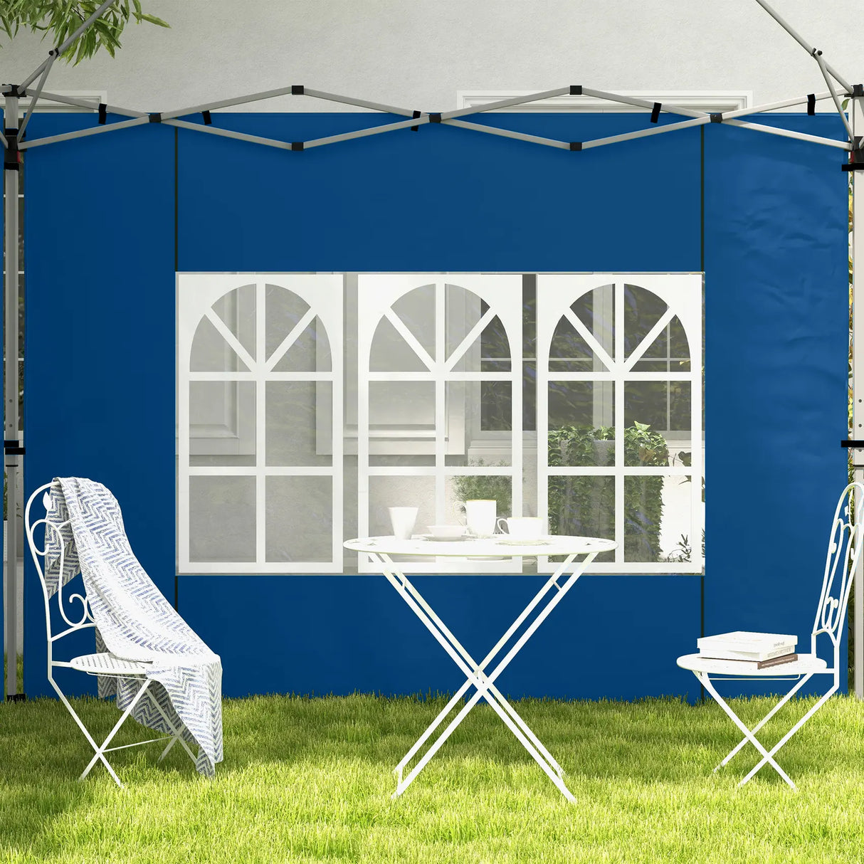 Outsunny Set of 2 Gazebo Side Panels - Blue