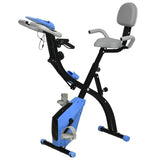 HOMCOM 2-in-1 Folding Exercise Bike with 8-Level Magnetic Resistance, Arm Resistance Band, Pulse Sensor, Blue