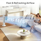 HOMCOM 28dB Tower Fan for Bedroom, 36 inch, 8 m/s Velocity Standing Cooling Fan with 80 Oscillating, BLDC Motor, 12 Speeds, LED Display, 4 Modes, 12H Timer, Remote Control, White