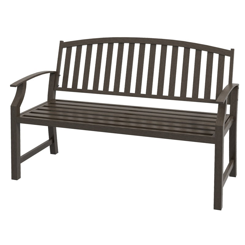 Outsunny Two-Seater Simple Metal Bench - Brown